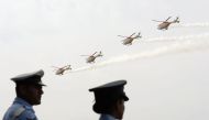 A file photo of Indian Air Force officers as they watch Chetak helicopters perform in an air show during the combined graduation parade at the Air Force Academy at Dundigal in Hyderabad June 17, 2017. AFP / NOAH SEELAM