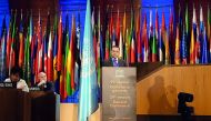 Minister of Education and Higher Education H E Dr Mohammed Abdul Wahed Ali Al Hammadi giving a speech at the 39th conference of Unesco, currently under way in Paris until November 14