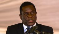 This file photo taken on January 7, 2017 show  Emmerson Mnangagwa speaking during the funeral ceremony of Peter Chanetsa at the National Heroes Acre in Harare. AFP / Jekesai Njikizana