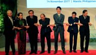 Malaysia's Prime Minister Najib Razak, Myanmar's State Counsellor and Foreign Minister Aung San Suu Kyi, Thailand's Prime Minister Prayut Chan-o-Cha, Vietnam's Prime Minister Nguyen Xuan Phuc, Canada's Prime Minister Justin Trudeau, Philippine President R