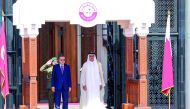 Emir H H  Sheikh Tamim bin Hamad Al Thani with the President of Turkey H E Recep Tayyip Erdogan at the Emiri Diwan, yesterday.