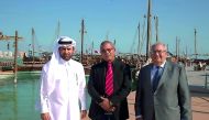 Katara General Manager Dr Khalid bin Ibrahim Al Sulaiti, Artist Juan Arel Ruiz Contino along with Cuban Ambassador to Qatar, Emilio Caballero Rodriguez, at the Cultural Village Foundation – Katara on Wednesday. 