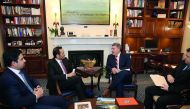 Deputy Prime Minister and Foreign Minister H E Sheikh Mohamed bin Abdulrahman Al Thani with members of the US Senate in Washington yesterday.