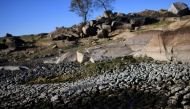 A photo of a dry pond is seen at Antonio Granadeiro's property in Alpalhao, Alentejo, central Portugal, on November 17, 2017. / AFP / FRANCISCO LEONG