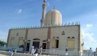 View of the Rawda mosque, roughly 40 kilometres west of the North Sinai capital of El-Arish, after a gun and bombing attack, on November 24, 2017. / AFP / STRINGER