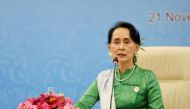 Myanmar State Counselor Aung San Suu Kyi speaks during a news conference at the Asia Europe Foreign Ministers (ASEM) in Naypyitaw, Myanmar, November 21, 2017. REUTERS/Stringer.
