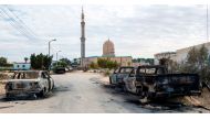 A picture taken on November 25, 2017, shows the Rawda mosque, roughly 40 kilometres west of the North Sinai capital of El-Arish, after a gun and bombing attack. AFP
