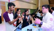 Students during ‘Medicine Unlimited’, the flagship student recruitment and outreach event of Weill Cornell Medicine-Qatar (WCM-Q). 

