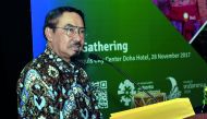 Indonesian Ambassador, Muhammad Basri Sidehabi, speaking at the Travel Gathering as part of wonderful Indonesia Festival in Qatar held at Marriott Marquis City Center yesterday.
Pic: Kammutty V P / The Peninsula 
