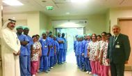 Dr. Abdulla Al Ansari, Acting Chief Medical Officer for HMC, and members of the surgical team that conducted the first day care surgeries at the Women’s Wellness and Research Center’s Gynecology Day Surgery Unit.