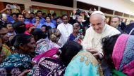 Pope Francis meets with sick people and staff of the Mother Teresa House in the Dhaka's Tejgaon neighborhood, Bangladesh, December 2, 2017. REUTERS/Andrew Medichini/Pool