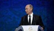 An image of President of Russia Vladimir Putin as seen during the draw. Sputnik/Alexey Nikolsky/Kremlin via REUTERS