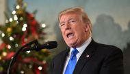 US President Donald Trump delivers a statement on Jerusalem from the Diplomatic Reception Room of the White House in Washington, DC on December 6, 2017. / AFP / MANDEL NGAN