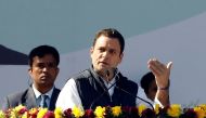 Rahul Gandhi, newly elected president of India's main opposition Congress party, addresses his supporters after taking charge as the president during a ceremony at the party's headquarters in New Delhi, India, December 16, 2017. (REUTERS/Altaf Hussain)