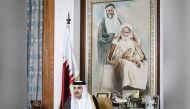 A file photo of Emir H H Sheikh Tamim bin Hamad Al Thani addressing the nation.