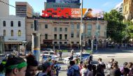 Flinders St station is blocked by the police following the car incident in Melbourne, Australia, December 21, 2017 in this picture obtained from social media. Mohamed Khairat/via REUTERS 