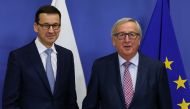 President of European Commission Jean Claude Juncker and Prime Minister of Poland Mateusz Morawiecki hold a joint press conference after their meeting in Brussels on January 9, 2018. ( Dursun Aydemir - Anadolu Agency )