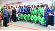 Darfur Refugee Football team and officials during their visit to the headquarters of International Centre for Sport Security in Doha.