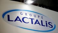 A file photo for the logo of the dairy group Lactalis are seen at the food exhibition Sial in Villepinte, near Paris, France, October 17, 2016. REUTERS/Charles Platiau 