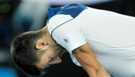 Novak Djokovic of Serbia reacts during his fourth round match against Chung Hyeon of South Korea at the Australian Open Grand Slam tennis tournament in Melbourne, Australia, 22 January 2018. EPA/MAST IRHAM