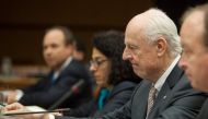 UN envoy Staffan de Mistura looks on before the start of talks on Syria in Vienna on January 25, 2018.   AFP / POOL / ALEX HALADA
