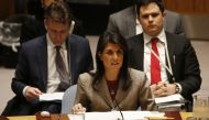 Permanent Representative of the United States to the UN Nikki Haley speaks during a UN Security Council meeting that discussed chemical weapons in Syria at the United Nations headquarters in New York, United States on January 23, 2018. (Mohammed Elshamy -