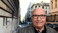 Jacques Cassandri, alleged 'brain' in the case of the 1976 spectacular burglary of the Societe Generale bank of Nice arrives, on February 12, 2018 at Marseille courthouse, for the opening hearing his trial for his suspected role in the laundering of the b