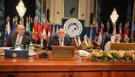 Iraqi Prime Minister Haider al-Abadi (C) attends the Kuwait International Conference for Reconstruction of Iraq, in Bayan, Kuwait February 14, 2018. 
