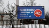 A government billboard is seen in Budapest, Hungary, February 14, 2018. The billboard reads: 'Soros wants to transplant millions from Africa and the Middle East'. Reuters/Bernadett Szabo
