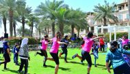 People of all ages taking part in the National Sport Day activities led by Aspire Active trainers.
