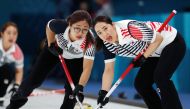 Kim Kyeong-ae and Kim Seo-yeong of South Korea sweep. REUTERS/Cathal McNaughton/File Photo