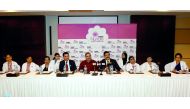 Dr Sameer Moopan, Chief Executive Officer, Aster DMH Qatar (fourth right, front row), Dr Nazar Moopan, Medical Director and Chief of Medical Staff (centre, front row) and Kapil Chib, Chief Operating Officer, Aster Hospital Qatar, with other doctors during