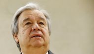 UN Secretary-General Antonio Guterres addresses the Human Rights Council at the United Nations in Geneva, Switzerland February 26, 2018. REUTERS/Denis Balibouse