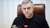 Slovak Police President Tibor Gaspar speaks during a press conference to give the latest information on the police investigations following the murder of journalist Jan Kuciak and his girlfriend Martina Kusinrova, on March 1, 2018 in Kosice, eastern Slova