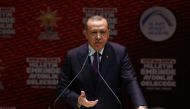 President of Turkey and the leader of the Justice and Development Party (AK Party) Recep Tayyip Erdogan makes a speech during the inauguration of ruling Justice and Development (AK) Party's Politics Academy in Ankara, Turkey on March 09, 2018. Halil Sa??r