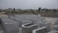 Concrete blocks, which were used to build tunnels and sites, at Afrin, on March 29, 2018. Emin Sansar - Anadolu 
