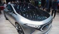 A Mercedes EQA concept car is displayed during the Beijing Auto Show in Beijing on April 25, 2018. Industry behemoths like Volkswagen, Daimler, Toyota, Nissan, Ford and others will display more than 1,000 models and dozens of concept cars at the Beijing a
