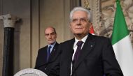 Italian President Sergio Mattarella addresses journalists after consultations with political parties, on May 7, 2018 at the Quirinale palace in Rome.  AFP / Andreas SOLARO
