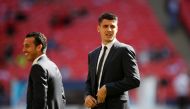 Chelsea's Alvaro Morata and Pedro. REUTERS/David Klein
