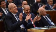 Lebanon's parliamentary re-elected speaker Nabih Berri gestures as Lebanon's newly elected parliament convenes for the first time to elect a speaker and deputy speaker in Beirut, Lebanon May 23, 2018. Lebanese Parliament
