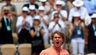 Germany's Alexander Zverev celebrates winning his fourth round match against Russia's Karen Khachanov. (REUTERS/Gonzalo Fuentes)