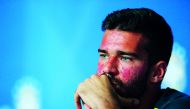 Brazil's Alisson during a press conference. Reuters/Hannah Mckay
