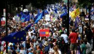 EU supporters, calling on the government to give Britons a vote on the final Brexit deal, participate in the 'People's Vote' march in central London, Britain June 23, 2018. REUTERS/Henry Nicholls