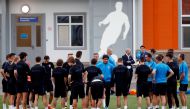 Croatia Training Camp, Nizhny Novgorod, Russia - June 30, 2018 Croatia coach Zlatko Dalic talks to the players during training REUTERS/Damir Sagolj
