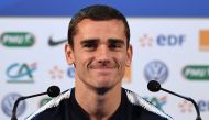 France's forward Antoine Griezmann holds a press conference in Istra on July 13, 2018, two days before the Russia 2018 World Cup final football match between France and Croatia. / AFP / FRANCK FIFE