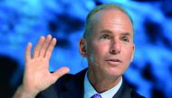 President, Chairman and CEO of The Boeing Company Dennis Muilenburg speaks at the 