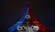 Blue, White, and Red lights and two World Cup stars are projected on the Eiffel Tower after France won the Soccer World Cup final, Paris, France, July 15, 2018. REUTERS/Philippe Wojazer