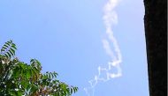 Smoke trails from two Patriot missiles can be seen near the Israeli city of Safed in northern Israel July 24, 2018. Reuters