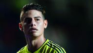 Colombia's forward James Rodriguez reacts during an international friendly football match between Egypt and Colombia at 