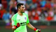 Atletico Madrid's Antonio Adan celebrates after the match. Reuters/Edgar Su